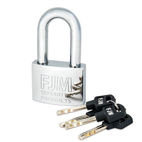 3-1/8 FJM Security Products SPSA80-CR-KA Triple Chrome Plated D-Shaped Security Padlock 3-1/8 FJM Security Products SPSA80-CR-KA Triple Chrome Plated D-Shaped Security Padlock